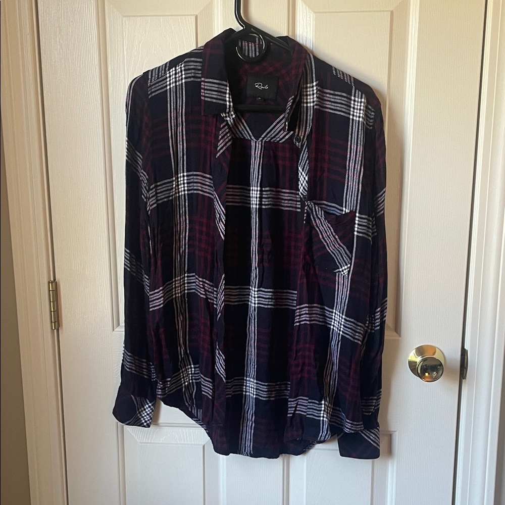 Black and Burgundy Plaid Button-Up Shirt